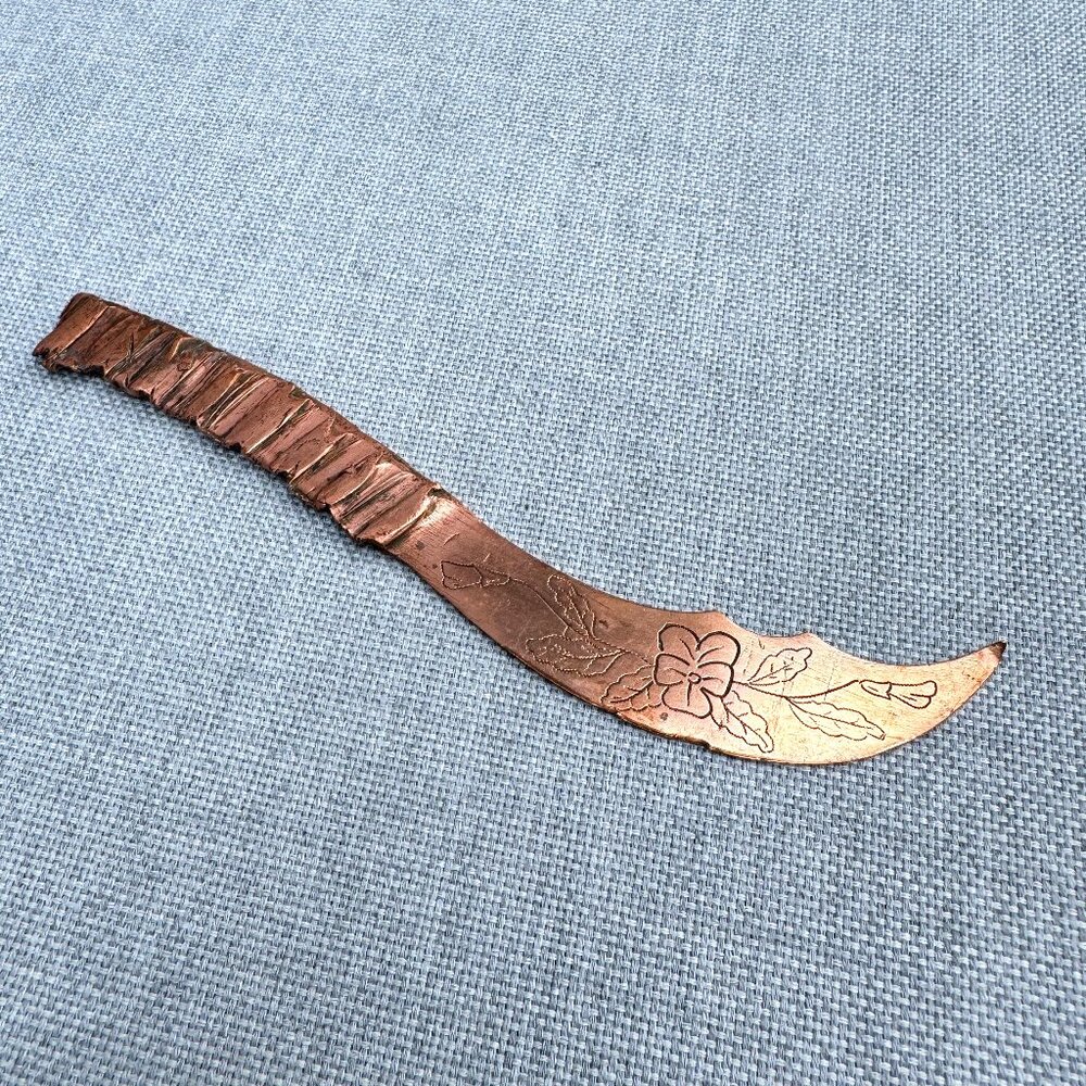 Antique Rare Belgium Trench Copper Art WW1 Letter Opener Knife Coxyde *read*